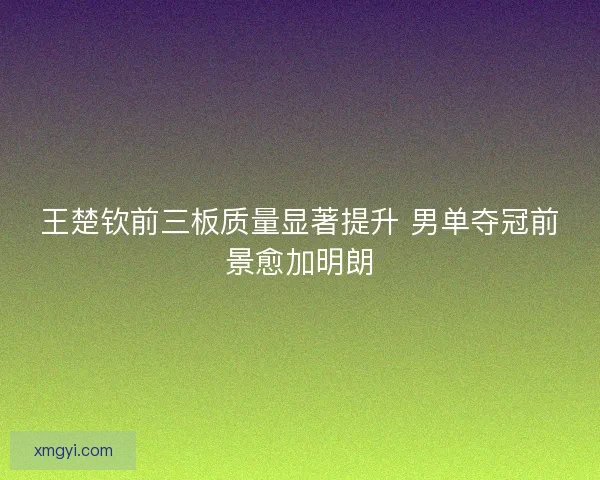 王楚钦前三板质量显著提升 男单夺冠前景愈加明朗 王楚钦前三板质量显著提升 男单夺冠前景愈加明朗