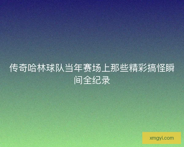 传奇哈林球队当年赛场上那些精彩搞怪瞬间全纪录